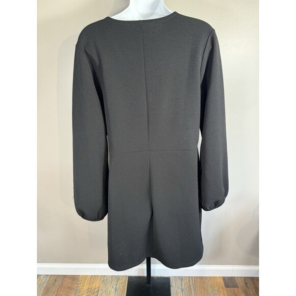 Madewell Bubble Sleeve TIE Front Mini Dress Size XL BOHO BLACK - Picture 4 of 9